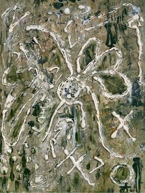 Abstract Art Textured Painting, Wall Decor, Green/White, artist signed and dated